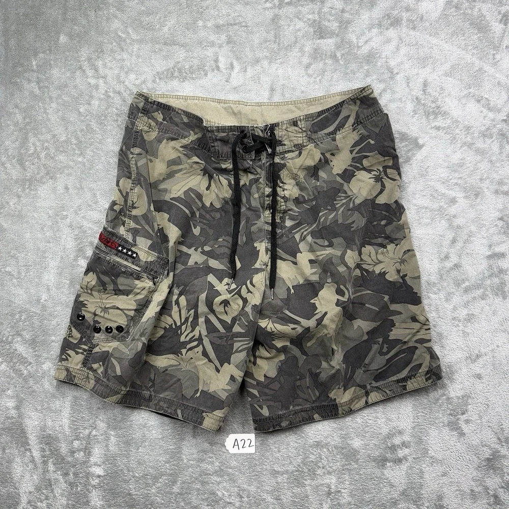 Vintage Crazy Shirts Men's Boardshorts Size 36 Tropical Camo Swim Trunks